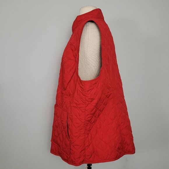 J. Jill Red Heritage Quilted Vest Sz 2X Lightweight Sleeveless Full Zip Front - Picture 4 of 8
